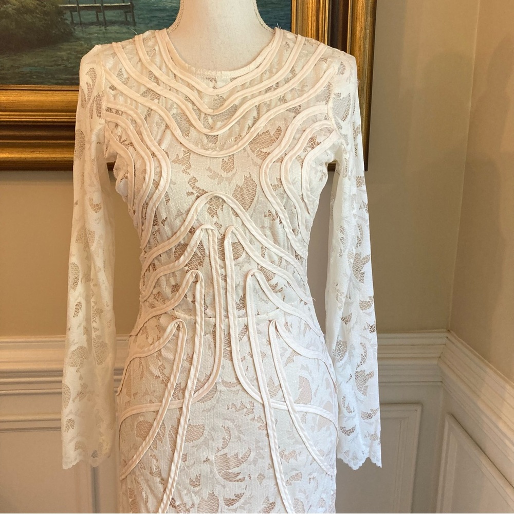 H&M Cream Lace Open Back Long Sleeve Maxi Dress NWT - Picture 4 of 15